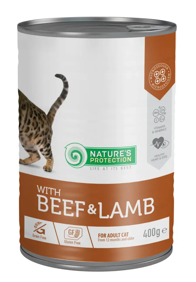 Nature’s Protection Adult cats Beef & Lamb Вологий корм для котів з яловичиною і ягням, 400 г