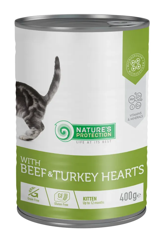 Nature’s Protection Kitten Beef & Turkey hearts Вологий корм для кошенят з яловичиною і серцем індички, 400 г