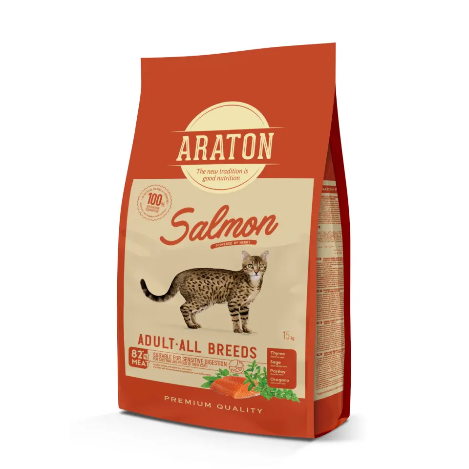 ARATON Salmon Adult All Breeds Сухий корм з лососем для дорослих котів 15 кг