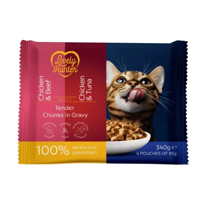 Lovely Hunter Cats Set Adult Сет вологого корму для дорослих котів, 4x85 г