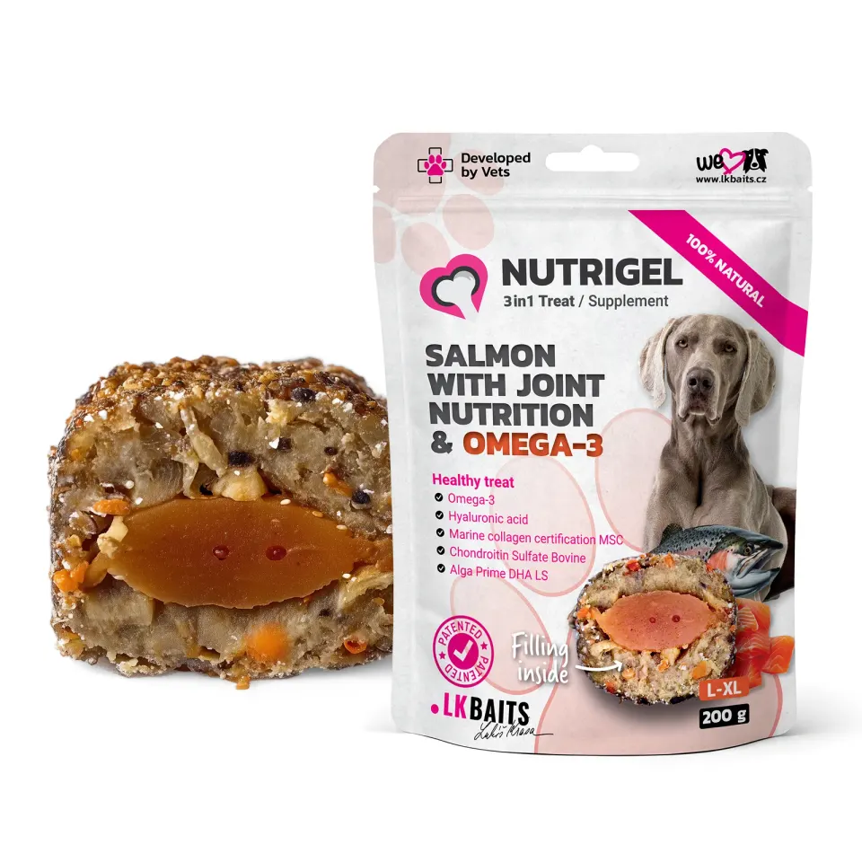 LK Baits Pet Nutrigel Salmon L-XL Функціональні ласощі для собак великих порід для суглобів з лососем та Omega-3 (Ø 18 мм), 200 г