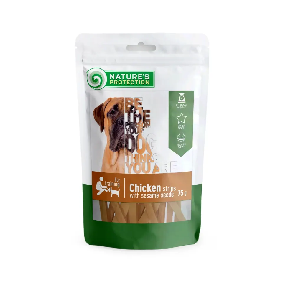 Nature’s Protection Chicken strips with sesame Ласощі для собак смужки з курки з кунжутом, 75 г