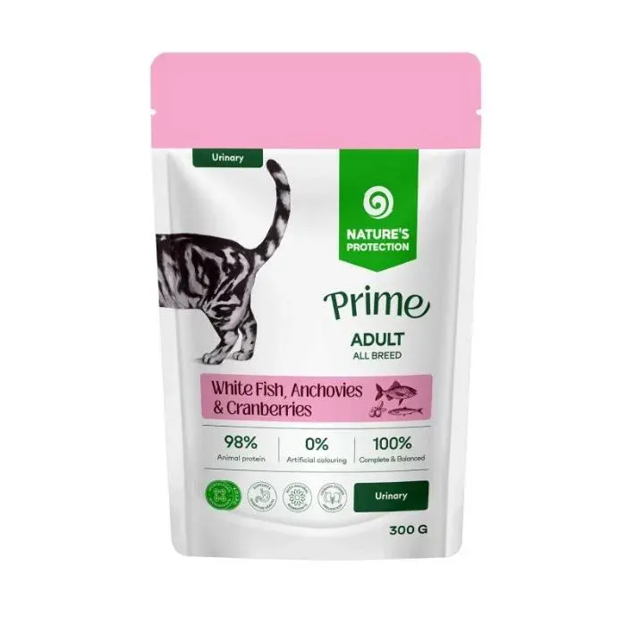 Nature’s Protection Prime Urinary Adult Cats White Fish, Anchovies and Cranberries Вологий корм для котів для підтримки сечовидільної системи з білою рибою, анчоусами і журавлиною, 300 г