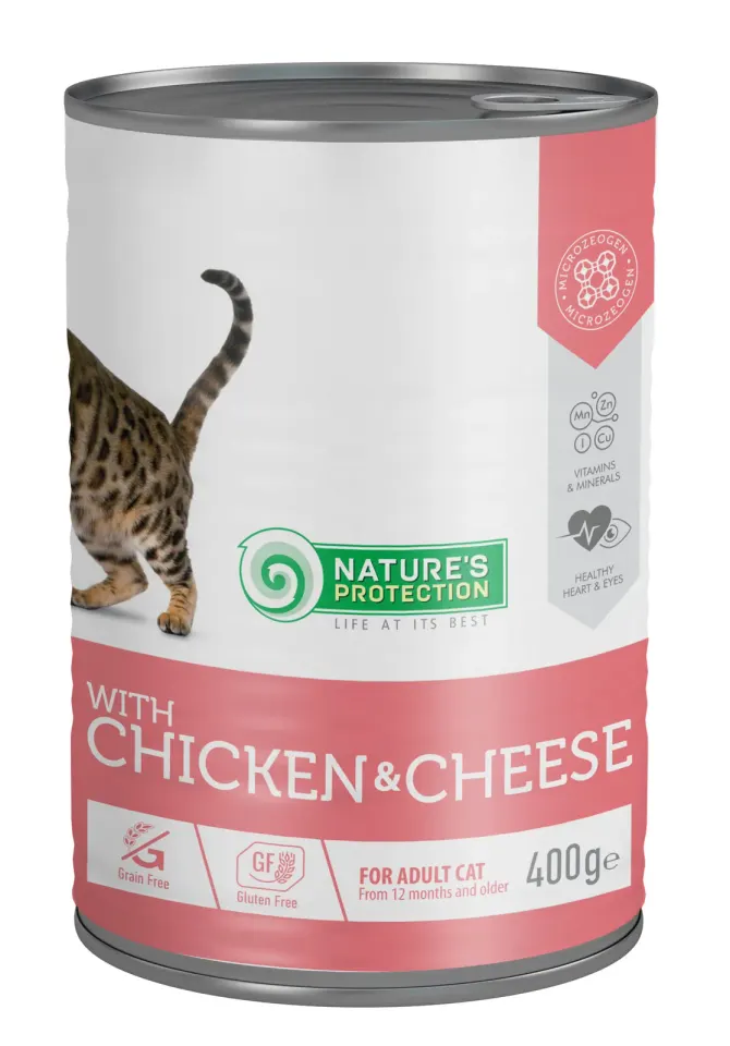 Nature’s Protection Adult cats Сhicken & Сheese Вологий корм для котів з куркою і сиром, 400 г