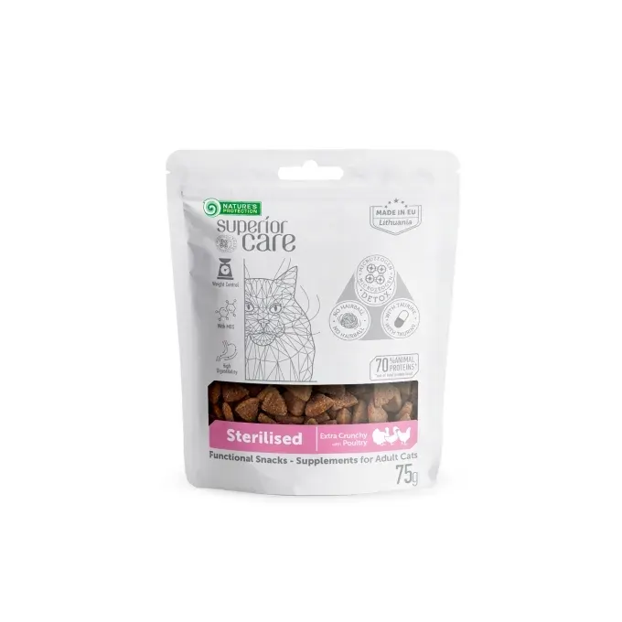 Nature’s Protection Superior Care Sterilised Ласощі для стерилізованих котів з птицею, 75 г
