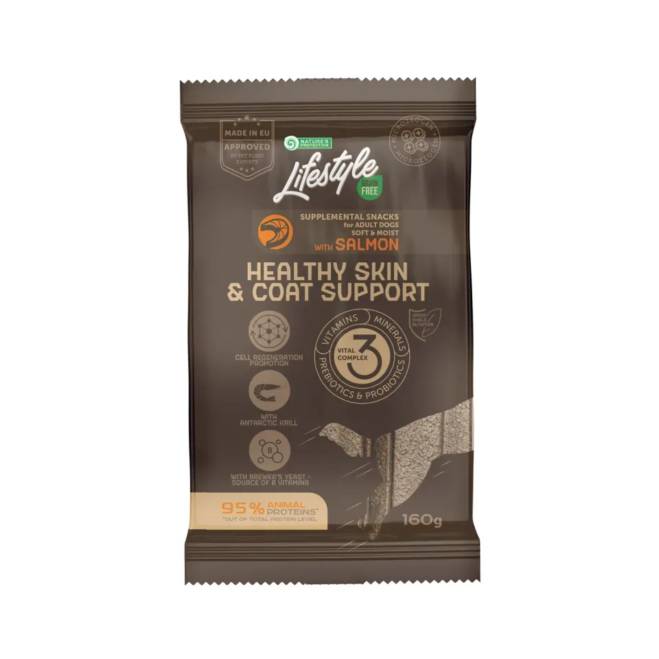 Nature’s Protection Lifestyle Grain Free Salmon Healthy Skin&Coat Support Беззернові ласощі для собак з лососем, 160 г
