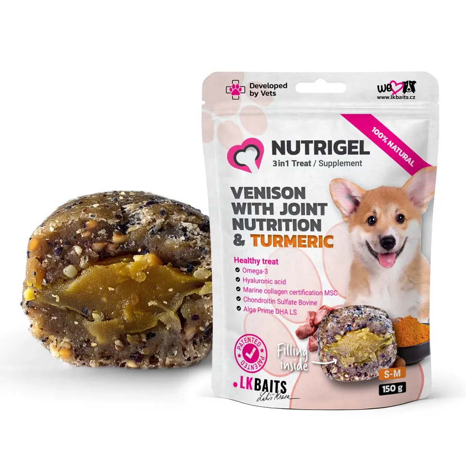 LK Baits Pet Nutrigel Wild Game S-M Функціональні ласощі для собак для суглобів з дичиною та куркумою (Ø 15 мм), 150 г
