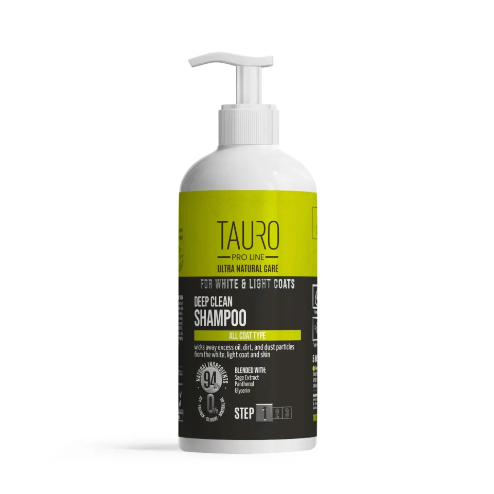 Tauro Pro Line Ultra Natural Care White Coat Deep Clean Shampoo Шампунь для глибокого очищення шерсті та шкіри собак і котів із білим, світлим забарвленням, 1000 мл