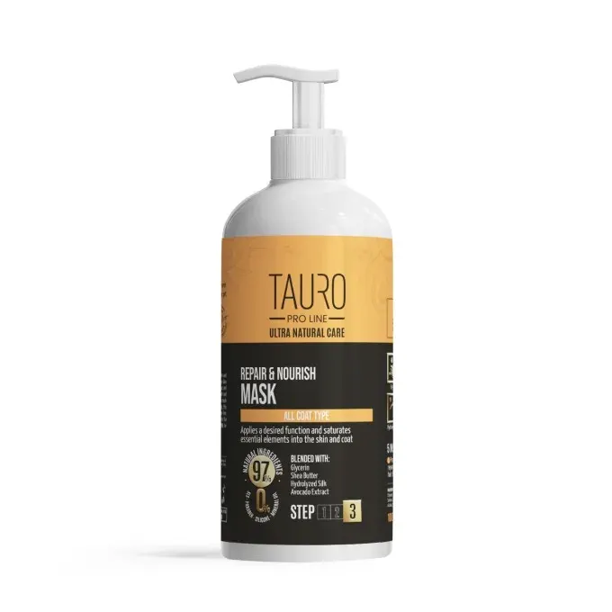 Tauro Pro Line Ultra Natural Care Repair and Nourish Mask Маска відновлення та живлення для шкіри та шерсті собак і котів, 1000 мл
