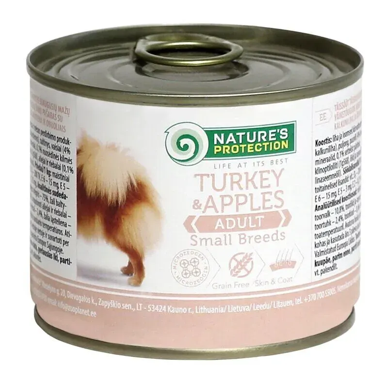 Nature’s Protection Adult Small BreedsTurkey & Apples Вологий корм для собак малих порід з індичкою і яблуками, 200 г