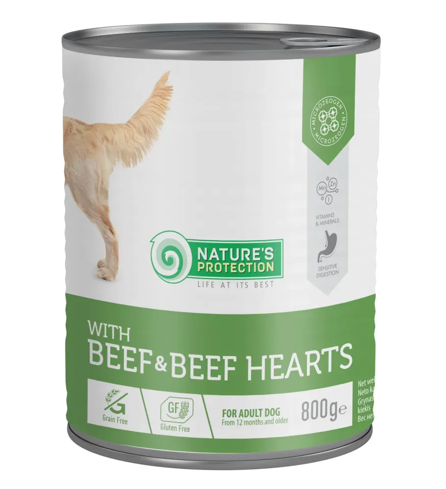 Nature’s Protection Adult Beef & Beef Hearts Вологий корм для собак з яловичиною і яловичим серцем, 800 г