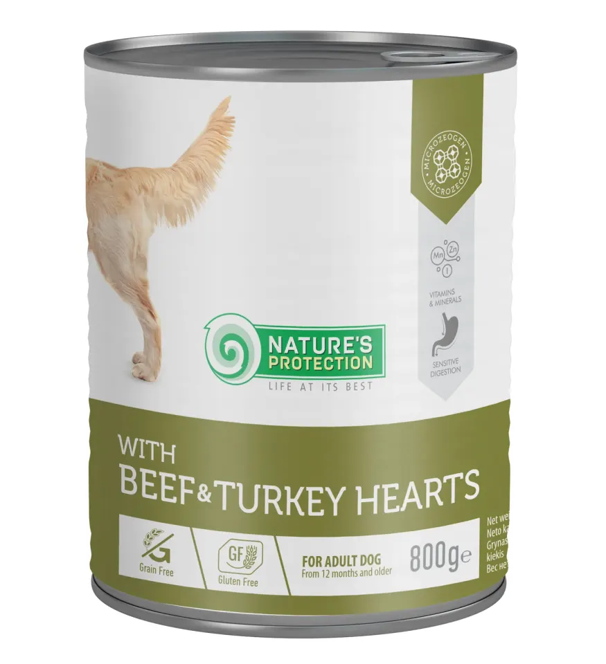 Nature’s Protection Adult Beef & Turkey Hearts Вологий корм для собак з яловичиною і серцем індички, 800 г