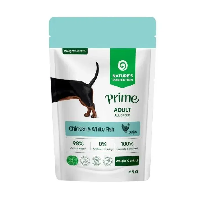 Nature’s Protection Prime Weight Control Adult Dogs Chicken and White Fish Вологий корм для собак для контролю ваги з куркою і білою рибою, 85 г