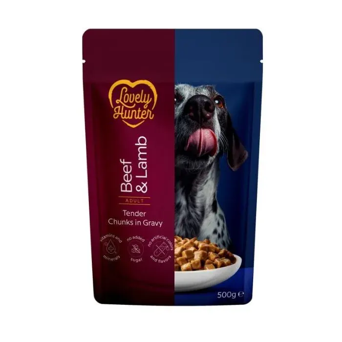 Lovely Hunter Adult Beef & Lamb Вологий корм для дорослих собак з яловичиною і ягням, 500 г