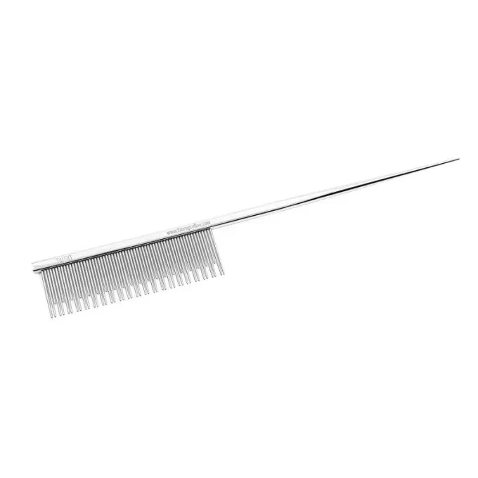 Tauro Pro Line Royal Collection Гребінець металевий подвійні зубці з хвостиком, 19,3 см