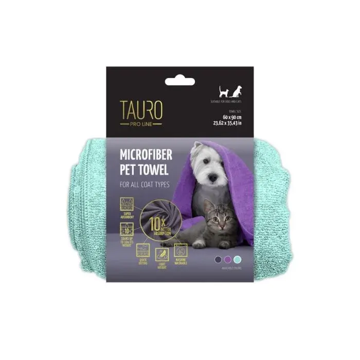 Tauro Pro Line Рушник з мікрофібри для домашніх тварин м’ятний, 60x90 см