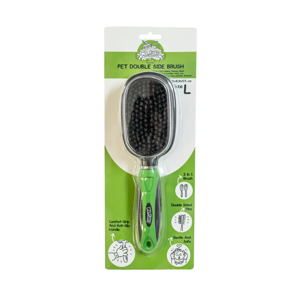 Двостороння щітка-гребінець для собак та котів Mr.Fluffy Pet double-side brush, large