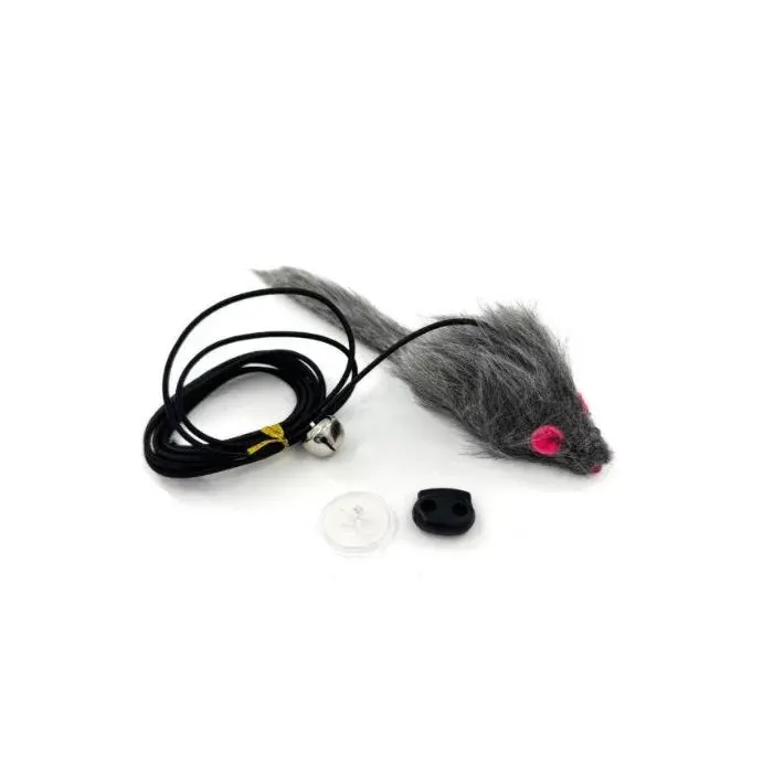HIPPIE PET Іграшка для котів Мишка з мотузкою сіра 8 см